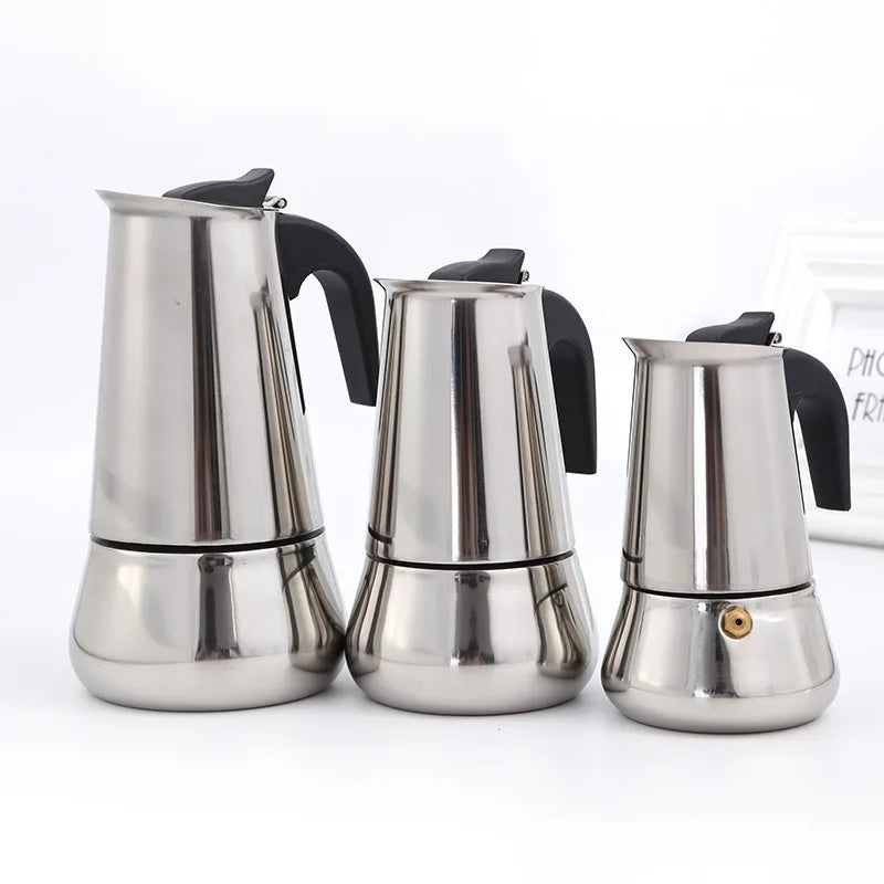 Coffee Maker Machine Moka Pot American Latte Electric Burner Italian French Press Percolator Brew Kettle Stovetop StainlessSteel