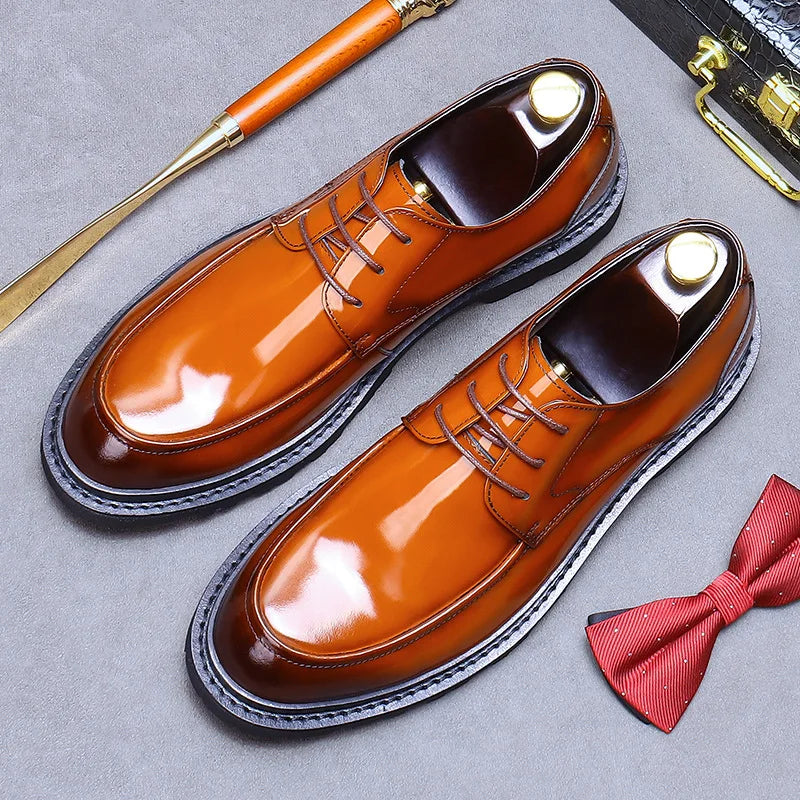 Business Formal Custom logo Genuine Leather Soft Walking Style slip on Dress Shoes for Men