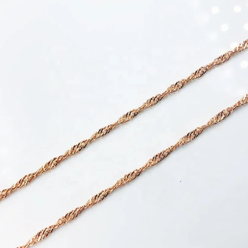 BZM 2025 60*0.16cm IP Plating Water Wave Chain Necklace Wonderful Classic Texture Dainty Necklace Cute Necklace Rose Gold