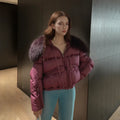 Heavyweight Relaxed Thickened Quilted Jacket With Fur Collar for Winter Cold Weather Casual Streetwear