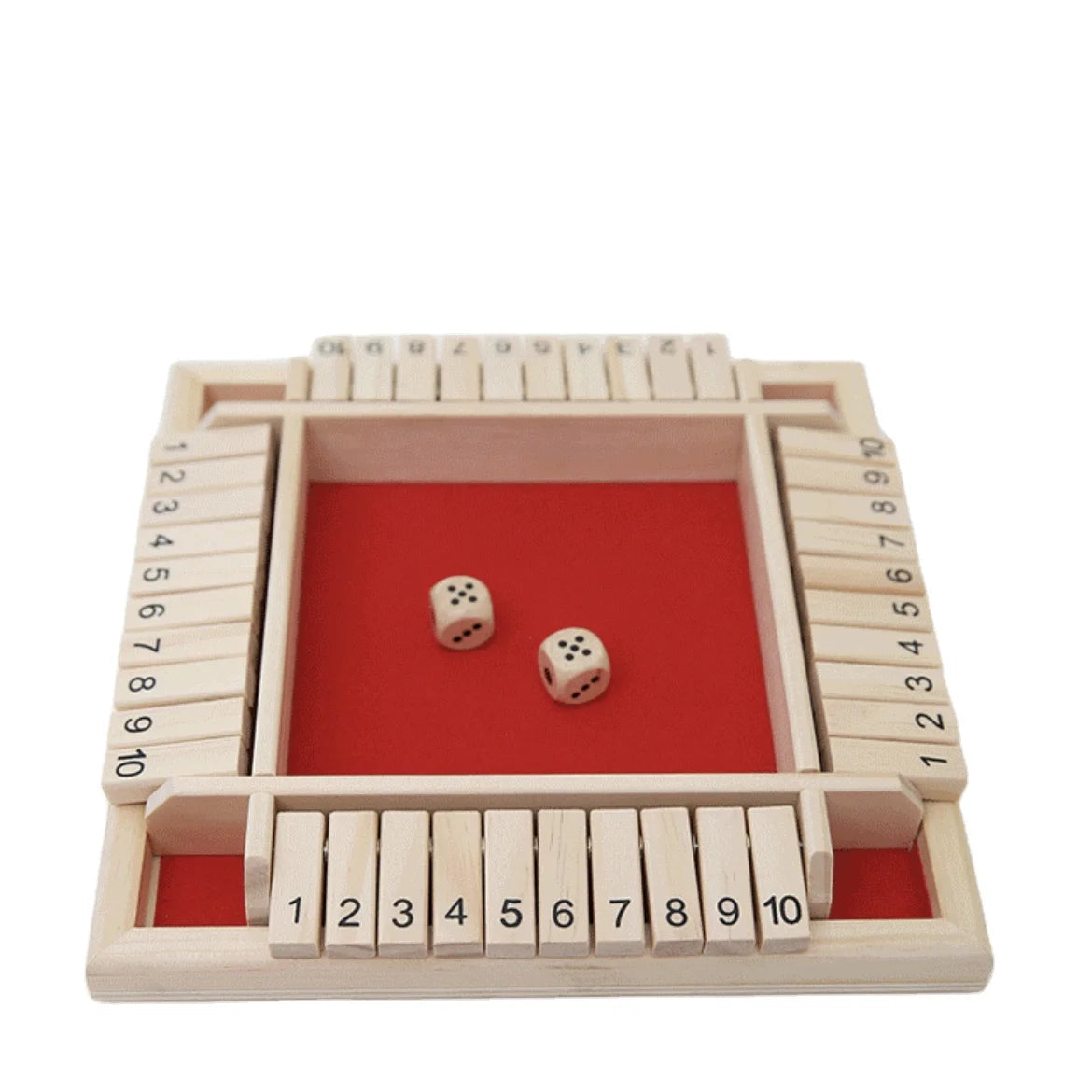 Wooden Flop Drinking Game 4 Players Shut Box 2 Dice 10 Numbers Customizable Colors Party Family Entertainment Board Game for