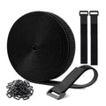 Cable Wire Free Cut Length Cords Management Tape Adjustable Reusable Same Side Adhesive Hook and Loop Fastener Cable Tie Straps
