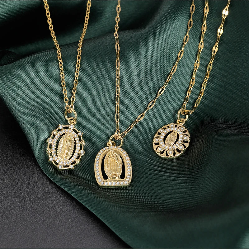 HOVANCI Fashion Jewelry Custom Zirconia Pendant 18k Gold Plated European and American Religious Charm Necklace Women Men Jewelry