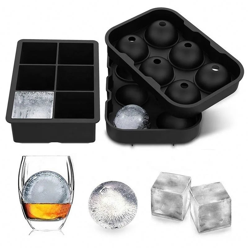 Ice Cube Trays Food Grade Silicone Molds Set 6 Cavities Ice Ball Maker Ice Mould Silicone Molds