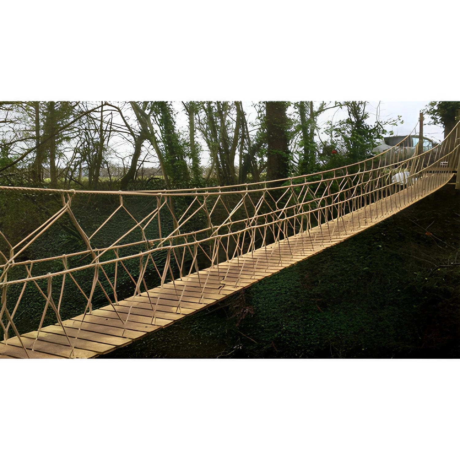 HANLIN Wood Plank & Net Bridge Tunnel for Children and Adults Outdoor Adventure Park Use Over 20 Persons Capacity