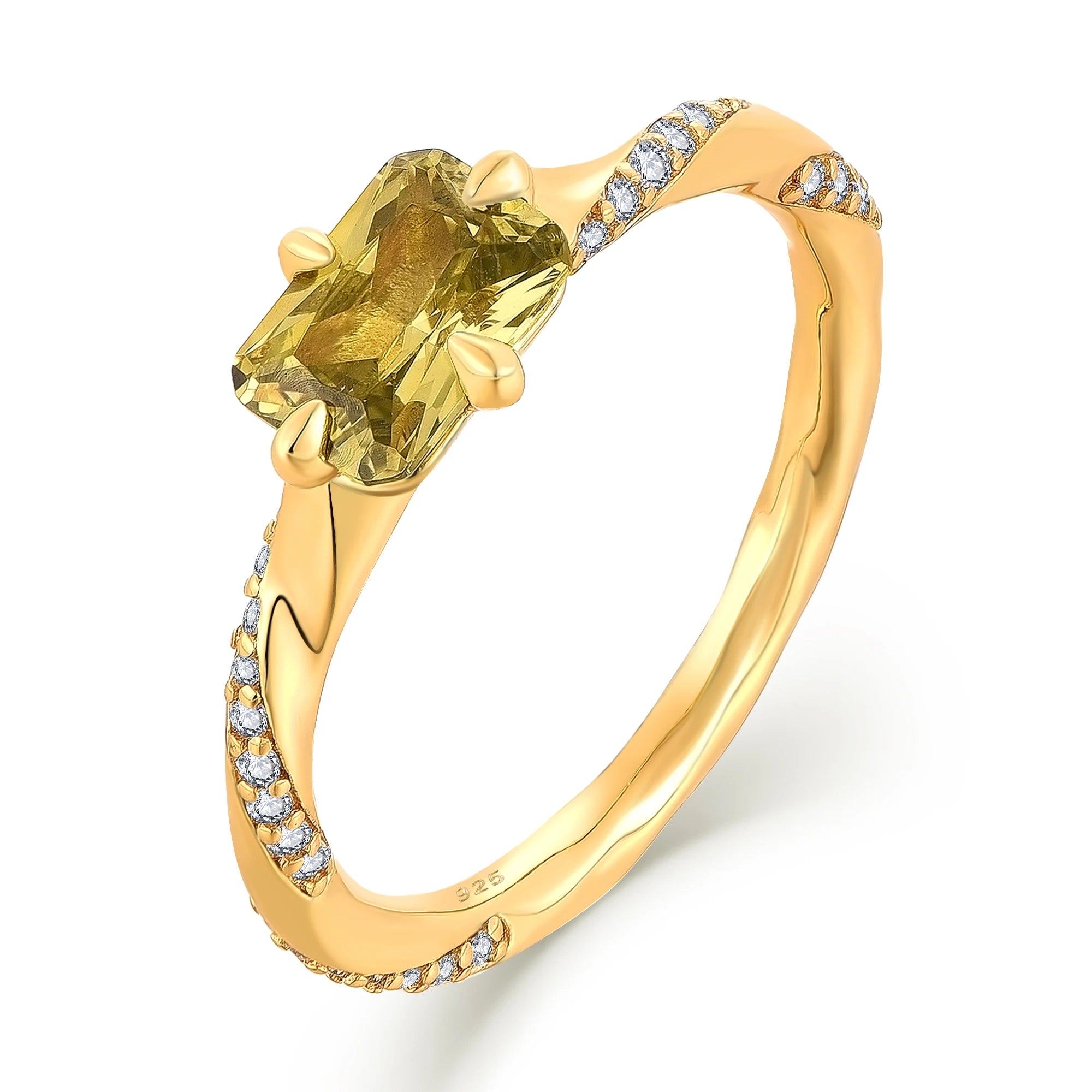 QX Custom Gold Plated Minimalist Luxury Fashion Fine Jewelry 925 Silver Zircon Rings for Women Valentine's Day Wedding Band Gift