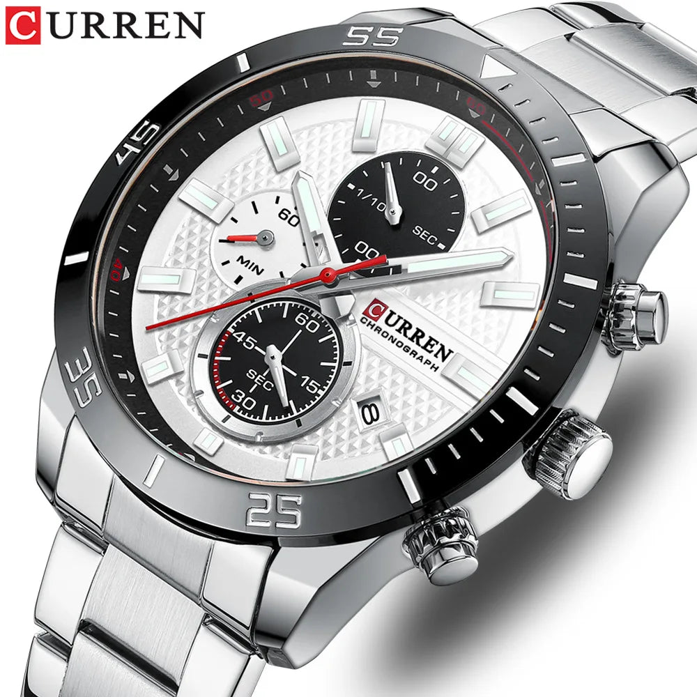 CURREN Watch for Men Sport Stainless Steel Wristwatches With Luminous Fashion Quartz Men's Clock Chronograph Watches Relogio