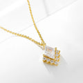 Fashion Jewelry 925 Sterling Silver Rhombus Rhomb Shape Diamond Mini Zircon Gold Plated Necklaces for Women