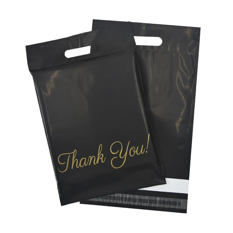 Handbag Satchel Mailing Bubble Mailer 50pcs Black Tote Bag With Golden logo Mail Bags
