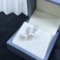 E2119 9-10mm DIY Natural Freshwater Pearl Charm Earrings Mounting Accessory 925 Sterling Silver Gold Plated  Jewelry for Women