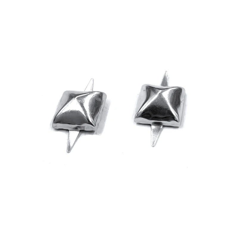 12 *12 mm Silver Studs Spikes Decorative Square Rivet for Clothes Bags Shoes Custom Western Leather Rivets Metal Head Punk Nail