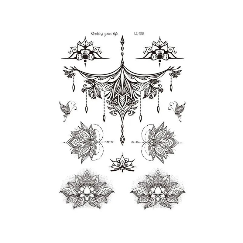 Wholesale Price Henna Tattoo Stickers Water Proof Red White Gold Black Henna Temporary Tattoo Art Sticker