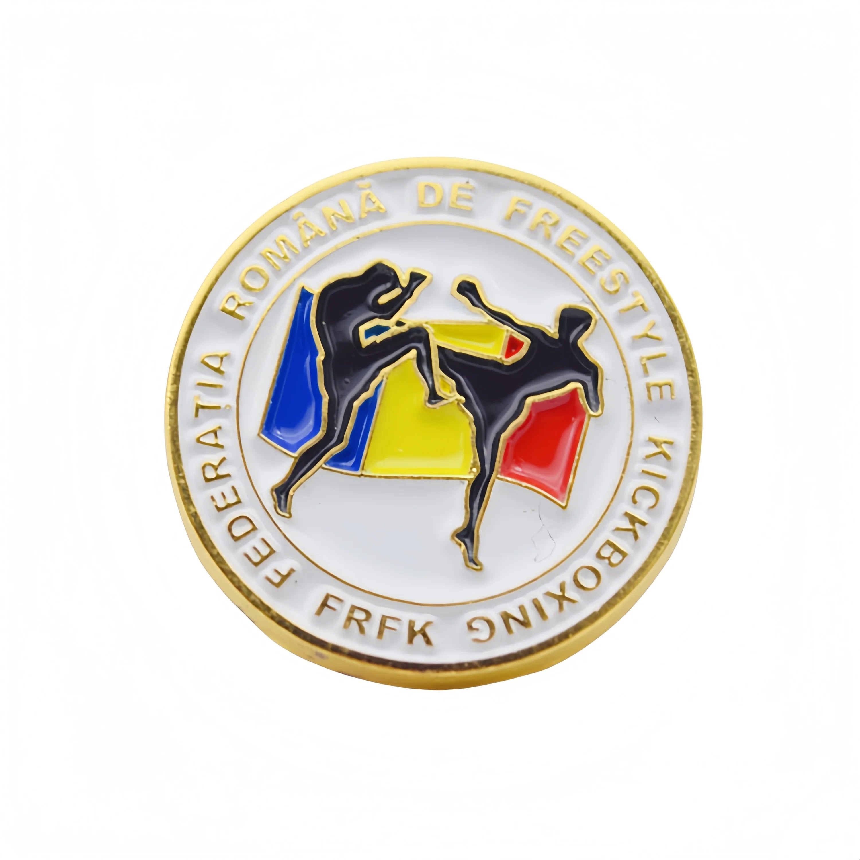 FRFK Federation Freestyle Kickboxing Pin Romania Martial Arts Taekwondo Judo Gold Plated Soft Enamel Badge
