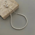 Trendy Women Small Round Beaded Bracelets Adjustable Chain Hand Charm Bracelet 925 Sterling Silver Fine Jewelry