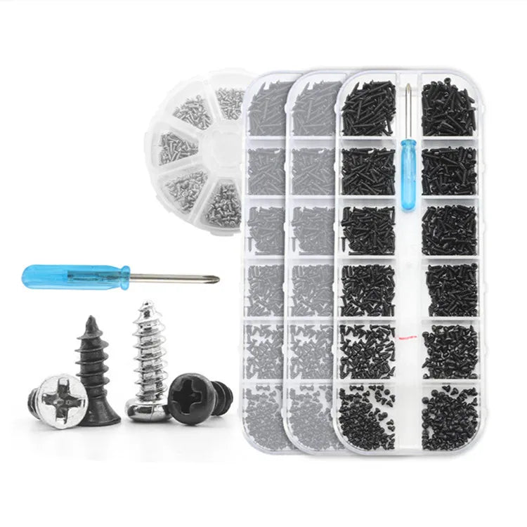 NINDEJIN Steel M1.2 M1.4 M1.5 M1.7 M2 Phillips Micro Screw Nut Kit Electronic Small Tapping Screw Set for Glasses & Watches