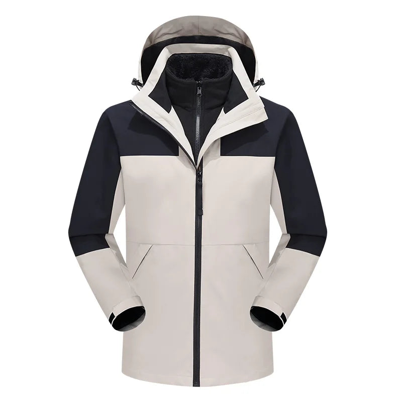 OEM Factory 3-in-1 Winter Ski Jacket Water Resistant Men's Fleece Lined Coats Casual Zipper Plus Size for Snowboarding Outerwear