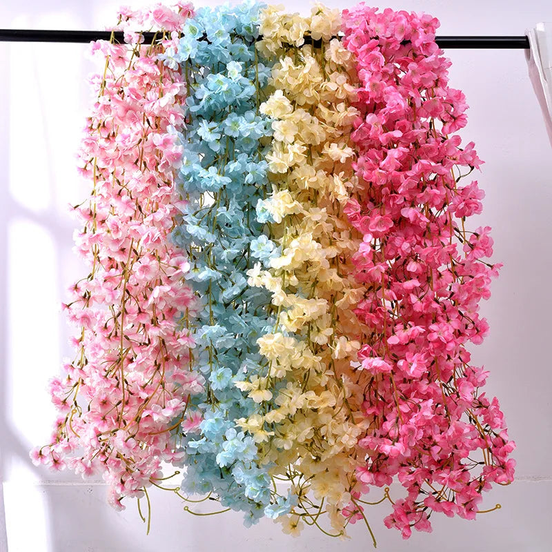 Hot Sale Quality 1.8 Meters pink Cherry Blossom Vines Wedding Decoration Artificial Flower Garland
