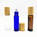 Glass Roll-On Bottle Cap Brush Bamboo Lid Matte Surface Empty for Essential Oil Aromatherapy Skincare