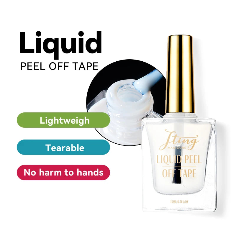 JTING Nail Care Treatment Harmless No Pungment Smell Nail Gel Polsh Liquid Peel off Tape 15ML OEM Anti Overflow Spill