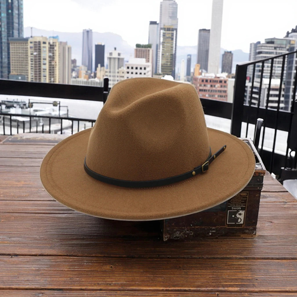 Custom Women Men Classic Wide Brim Panama Hat Wholesale Fedora Hats with PU Leather Belt Buckle Design MegaBDM