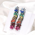 HOVANCI Statement Jewelry Colorful Crystal Pave Zinc Alloy Drop Earrings Personality Multi Rhinestone Gemstone Dangle Earrings