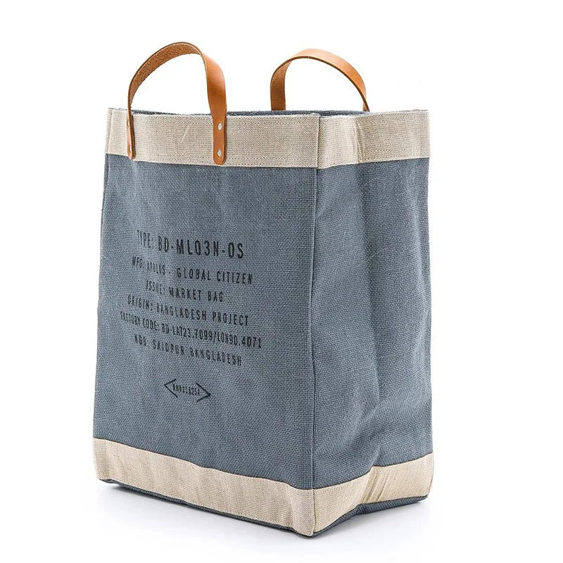 Hot Custom Waterproof Coated Leather Handle Jute Bag Burlap Shopping Bag