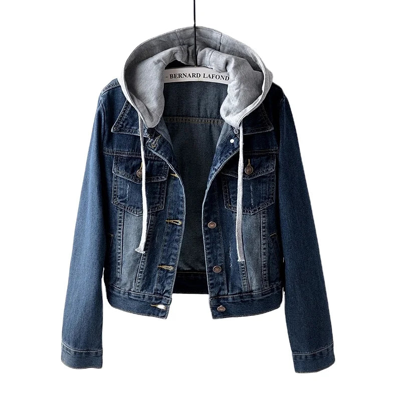 Harajuku Black Denim Short Jacket Women Korean Loose Bomber Jacket Female Outerwear Streetwear Long Sleeve Casual Overcoat Mujer