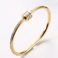 Gold Zircon Bracelet Women Jewelry Fashion Single Row Inlaid Diamond Spiral Stainless Steel Bracelet 18K Gold Plating Women