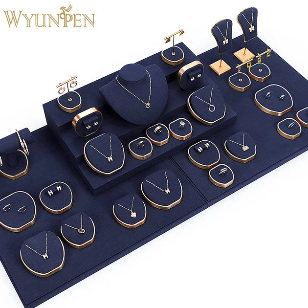 WYP Wholesale Luxury Custom logo Necklace Bracelet Jewelry Stand Earrings Ring Display Tray Set for Store