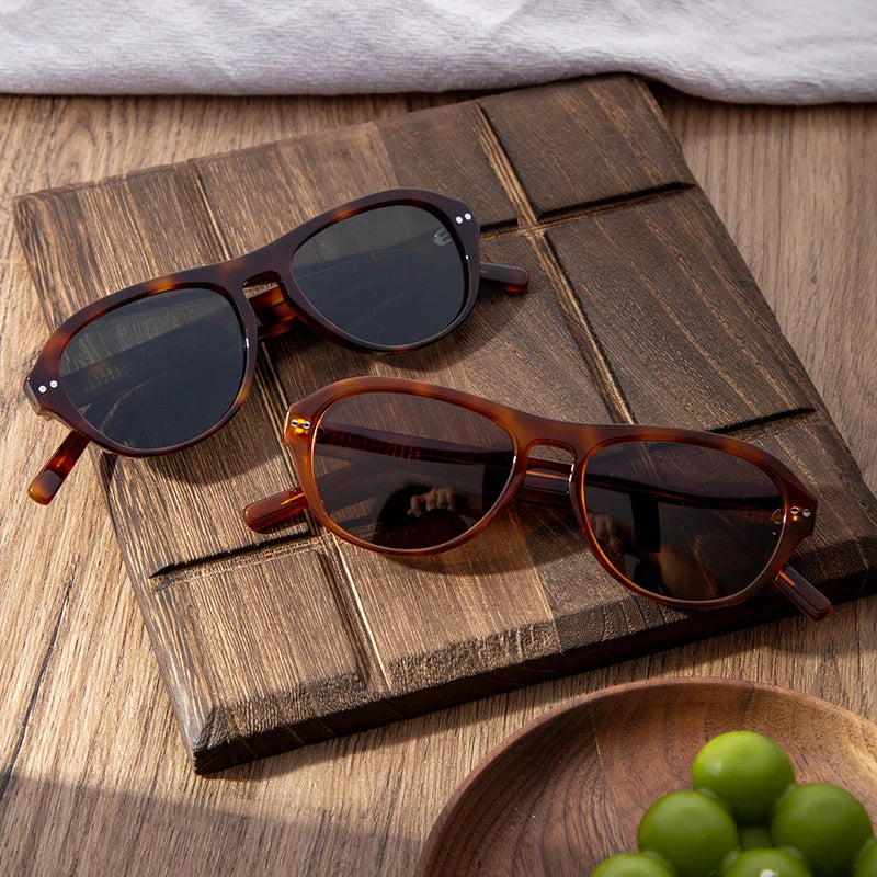 Round Light-Colored Clear Glasses Customizing Recycled Thick Acetate Frame Sunglasses for Men and Women