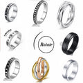 Hot Sale Multi Design Titanium Spinner Rings Moon Star Rotating Freely  Anxiety Stainless Steel Ring Chain Ring for Men Women