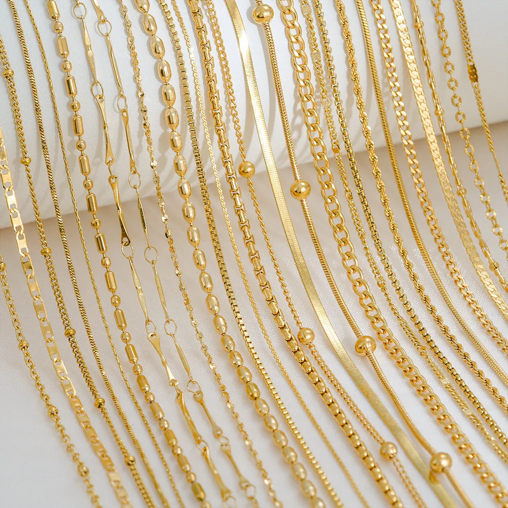 2025 Fashion Waterproof Stainless Steel Necklace 18K Gold Plated Box Chain Necklace Blade Chain Necklace for Women and Girls