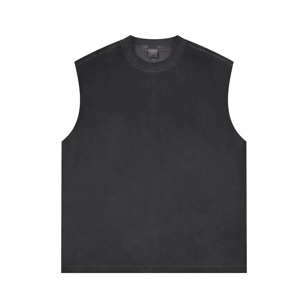 Rightdo Unisex Plain Tanks for Men 100% Cotton 250GSM Combed Heavyweight Tanktop Acid Washed Dip Dye Oversize Plus Size Knitted