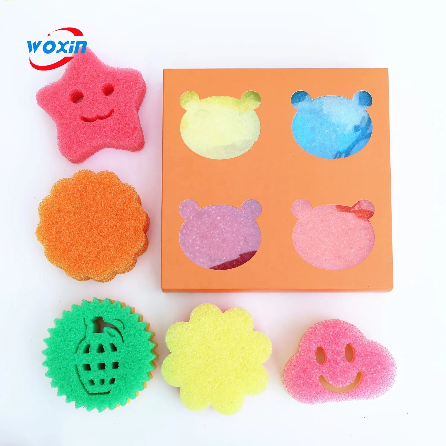 WOXIN Custom Kitchen Dish Cleaning Sponge Temperature-Resistant Polyester Scrub Sponge for Household Dish Washing