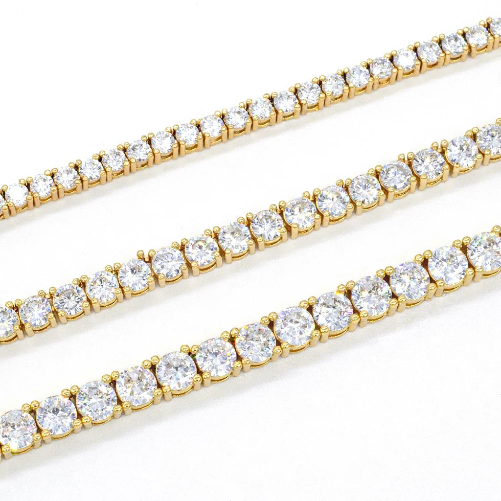 Factory Direct Sales Gra VVS Moissanite 10K Solid Gold Tennis Chain 3mm 4mm 5mm Necklace Bracelet Men and Women Fine Jewelry