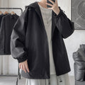 2023 Spring Autumn Hooded Men's Jackets Oversized Casual Man Windbreajer Coats Solid Color Zipper Outwear Clothing