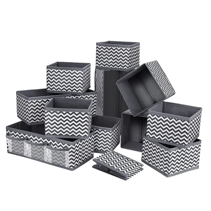 Hot Sales Foldable Eco-Friendly Durable Drawer Organizer 12 Pack Underwear Clothes Storage Bins with Pock