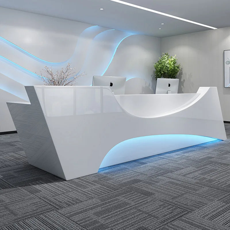 QTZ48 Reception Desk L Shape 3 Person Modern Reception Desk Front Desk Reception Boutique