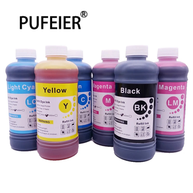 500ML Bottle Premium Printing Bulk Universal Dye Ink for Epson Canon HP Brother 6 Color Inkjet Printer Refill Dye Based Ink