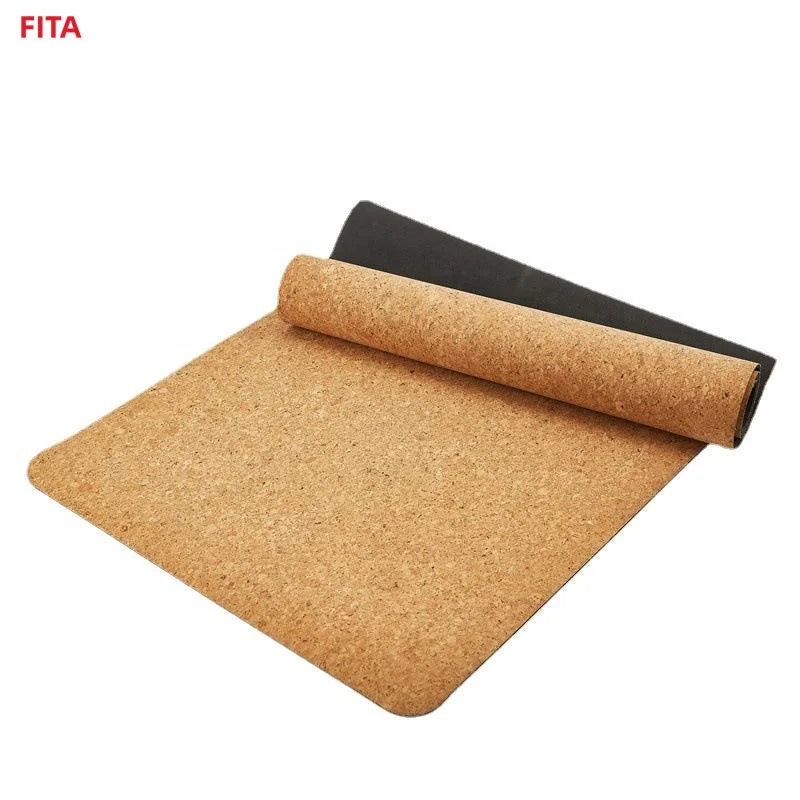 FITA 5 mm Thick ECO Friendly Home Gym Print Hot Exercise Custom LOGO Workout Great Natural Cork Rubber 5mm Yoga Mat for Hot Yoga