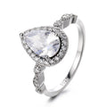 Vintage 925 Sterling Silver Teardrop Engagement Ring Genuine Fine Jewelry with VVS Moissanite for Women Anniversary Gift