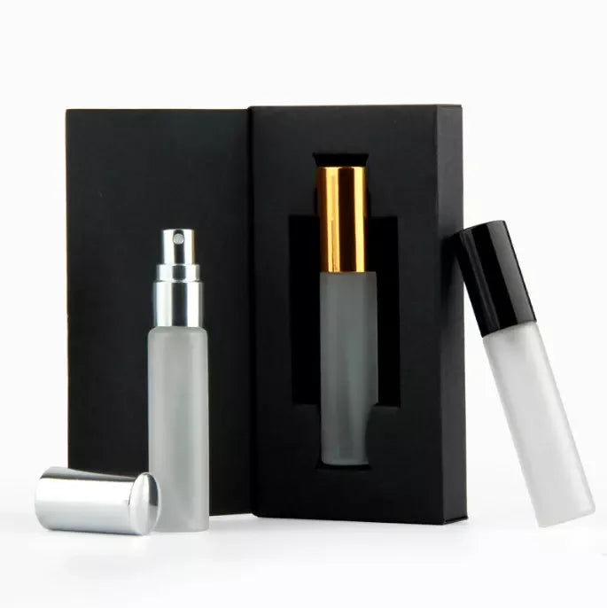 Cheap Price Refillable Frosted Glass Bottle with White Black Color Boxes 10ml 5 ml Perfume Atomizer with Box MegaBDM