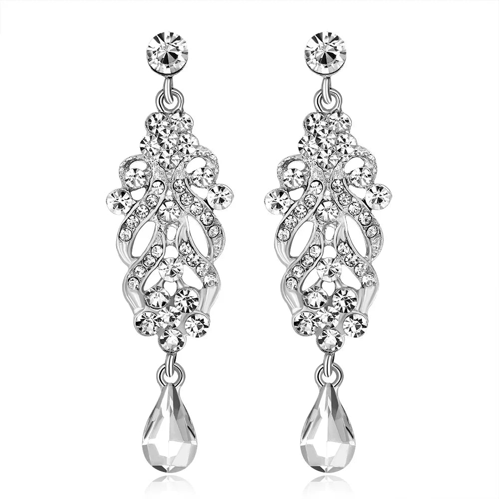 Miallo Classic Design Silver Plated Clear Diamond Wedding Drop Earrings Cheap Crystal Bridal Earrings