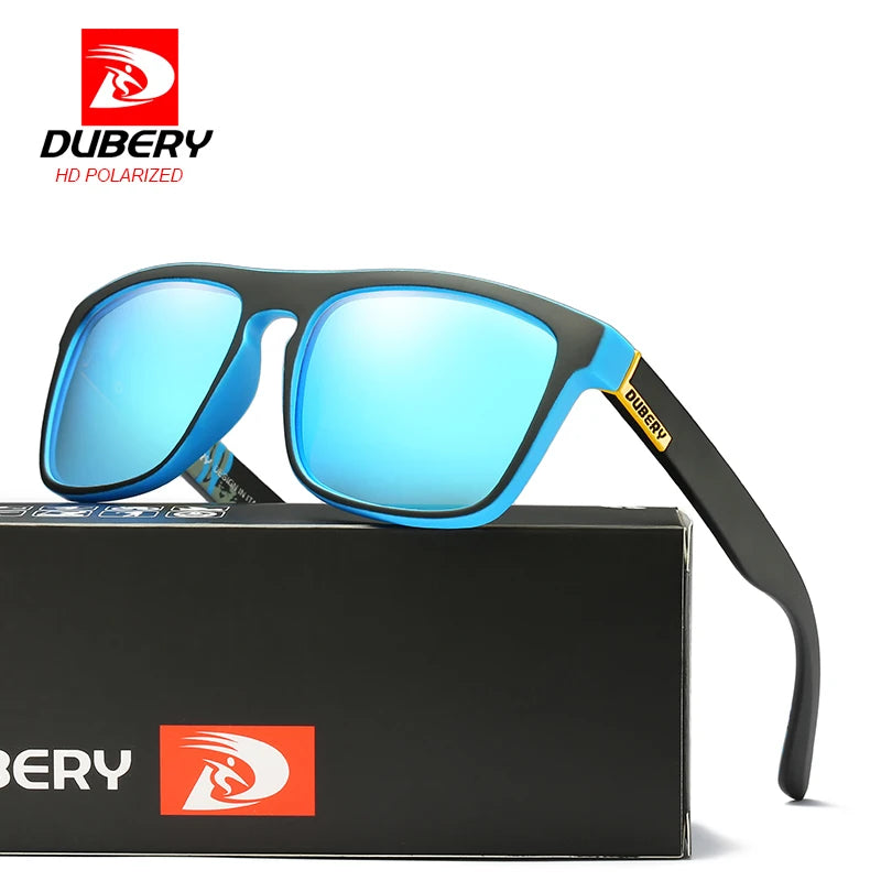 DUBERY D731 Official Old Fashion Square Polarized Sunglasses for Men and Women 2026 Vintage UV400 Sun Glasses in Blue and Red