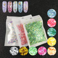 Green Kem Holographics Irregular Candy Glass Paper Flakes Sequins Colorful Quadrangle Nail Candy Glass Paper Nail