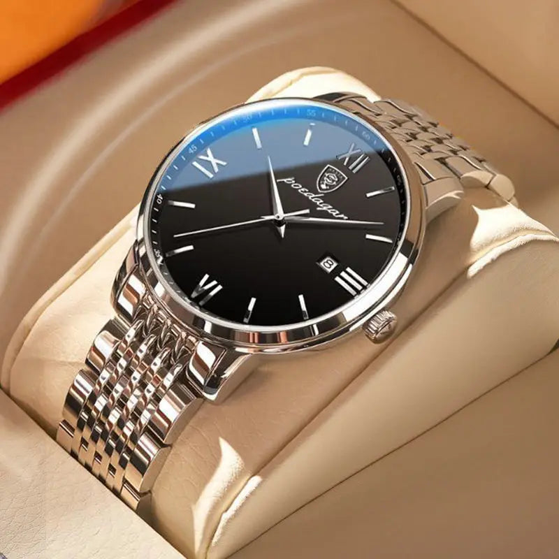 POEDAGAR 826 Customize Logo Classic Sample Design Men Watch Stainless Steel Strap Quartz Watches Waterproof Wristwatch