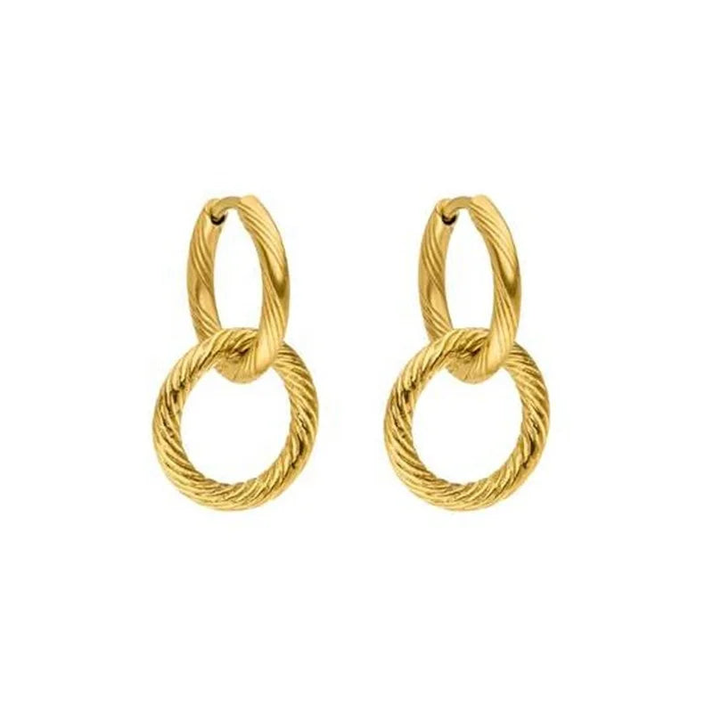 Bohemian Style Double Whorl KII ELUA Stainless Steel Dangle Earrings for Women Fashionable Christmas Gift in Stock