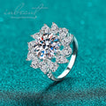 Silver 925 Original 5 Carat Brilliant Cut Diamond Test Past D Color Moissanite Blossom Ring for Teen Girls Gemstone Jewelry
