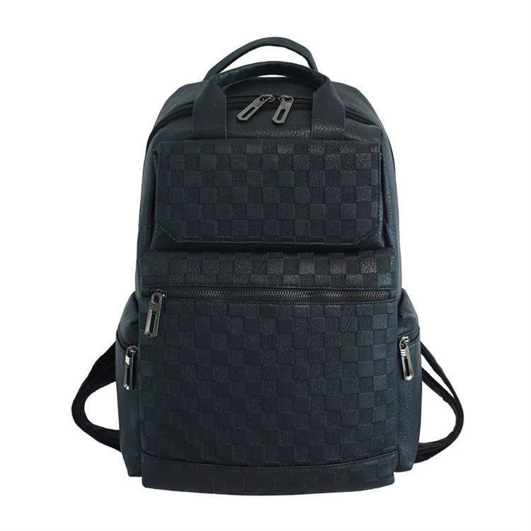 Custom Print Multifunction Thick Faux Leather Outdoors Hiking Camping Backpack Men