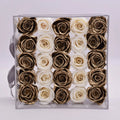 HFlora Handmade Customized Christmas Valentine's Day Mother's Day Gift Golden Acrylic Preserved Eternal Rose Gift Box
